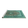 thumbnail image 2 of Ahgly Company Machine Washable Indoor Round Persian Turquoise Blue Traditional Area Rugs, 4' Round, 2 of 4