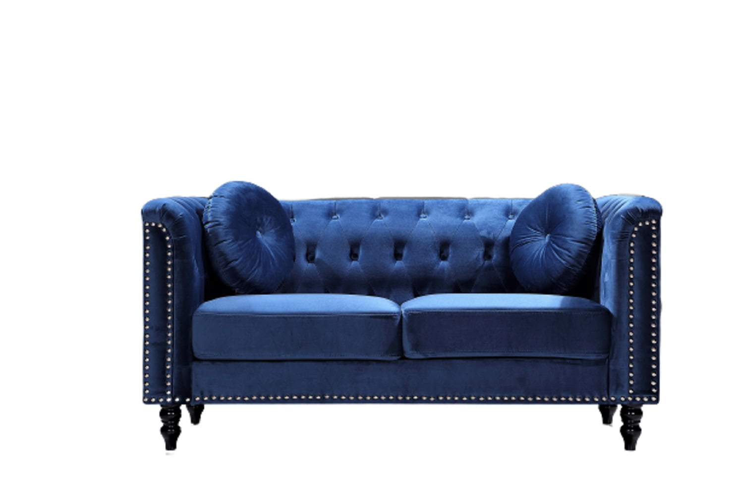 Uspridefurniture Aathish 65'' Velvet Rolled Arm Loveseat -Blue