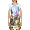 thumbnail image 2 of Naloa 1Pack Adjustable Bib Apron Waterdrop Resistant Cooking Kitchen Aprons for Women Men Chef, Dreamy Mushroom House Print, 2 of 5