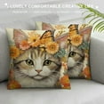 thumbnail image 3 of Happy Fall Hello Pumpkin Cat Decorative Throw Pillow Cover, Autumn Sunflower Flower Kitty Orange Porch Outdoor Home Decor, Kitten Maple Leaves Farmhouse Couch Cushion Case, 3 of 5