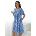 thumbnail image 3 of MINTREUS Nightgown Short Sleeve for Women Sleepwear V Neck Nightshirt House Dress with Pockets, 3 of 7
