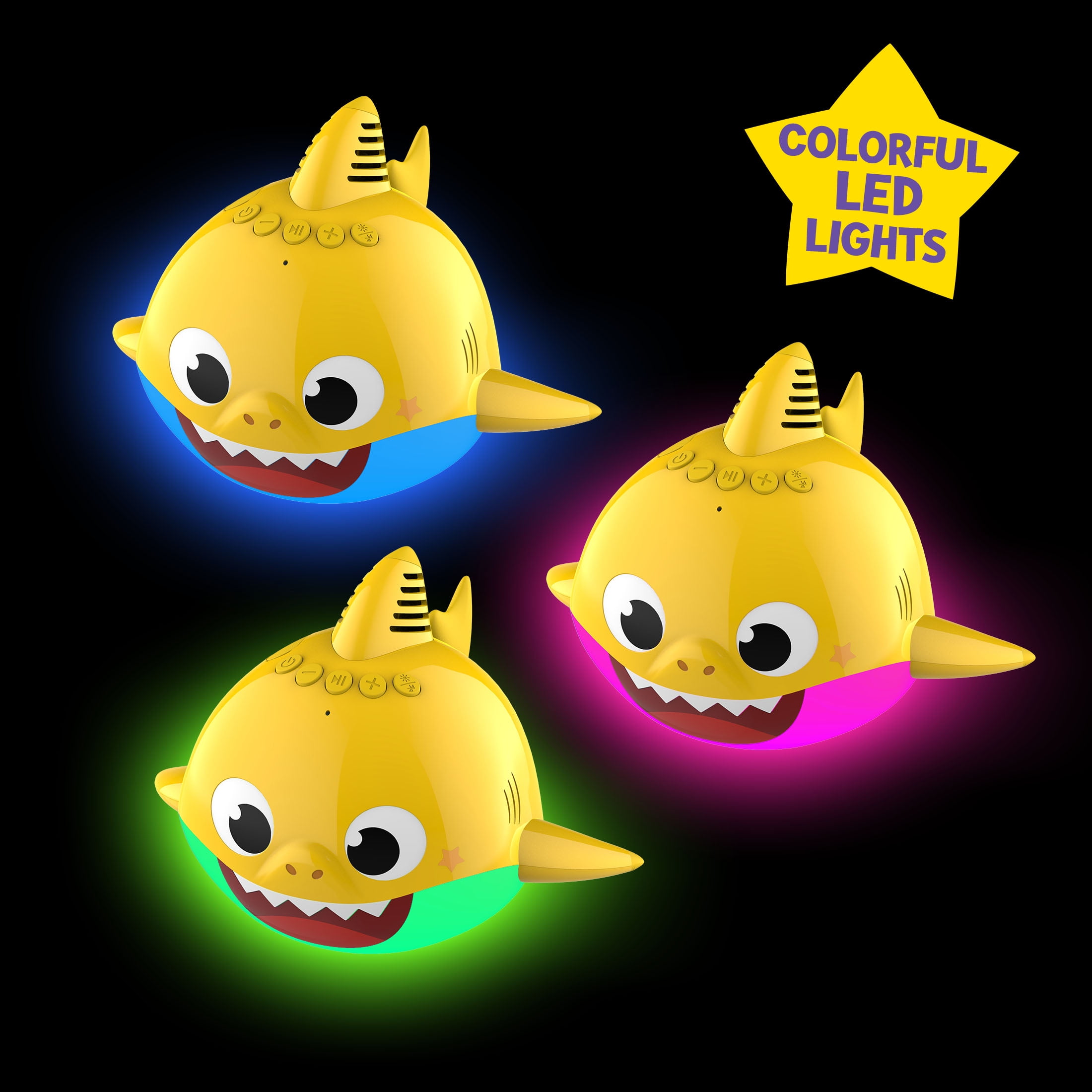 Pinkfong by Baby Shark The Child Floating Waterproof LED Lighting Wireless Bluetooth Portable Speaker, Yellow