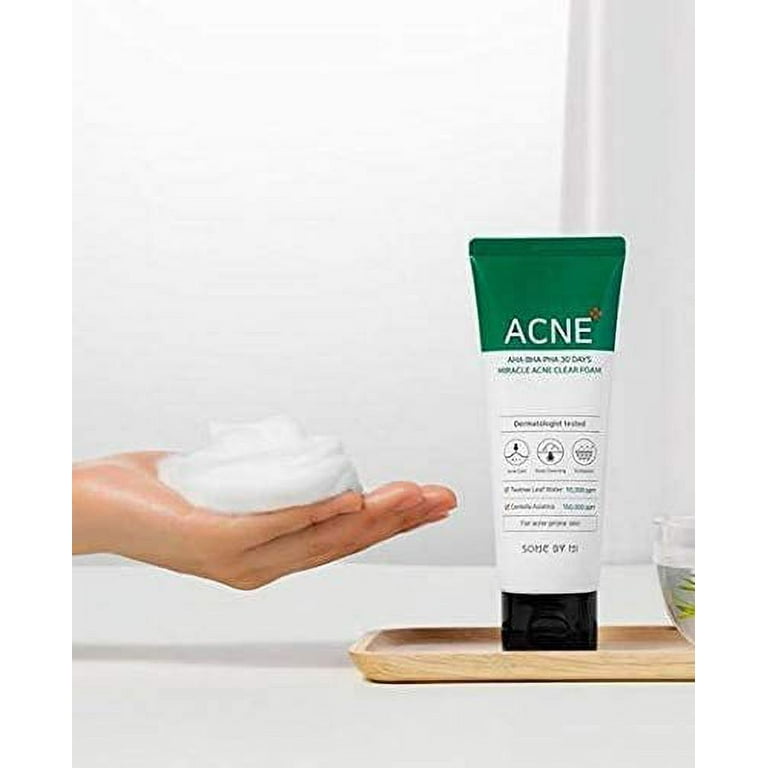 SOME BY MI AHA BHA PHA 30 Days Miracle Acne Clear Foam - 3.38Oz, 100ml -  Made from Tea Tree Leaf for Acne Prone Skin - Daily Acne Face Wash for