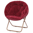 thumbnail image 3 of Magshion Saucer Chair Soft Faux Fur Oversized Folding Accent Chair Lounge Lazy Chair Moon Chair with Metal Frame for Bedroom Living Room, Red, 3 of 10