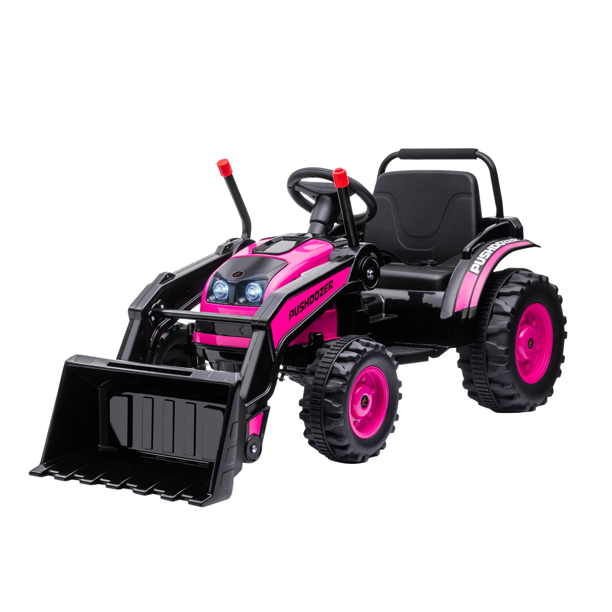Aosom Kids Digger Ride On Excavator 6V Battery Powered Dual-Motor  Construction Tractor Music Headlight Moving Forward Backward Gear for 3-5 years old Pink