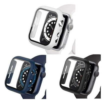 Yepband 3Pack Hard Case for Apple Watch 38mm 40mm 44mm 45mm 41mm 42mm for Women Men, Tempered Glas Shockproof Waterproof Full Protective PC Bumper Case Face Cover for iWatch Series 8 7 SE 6 5 4 3 2 1