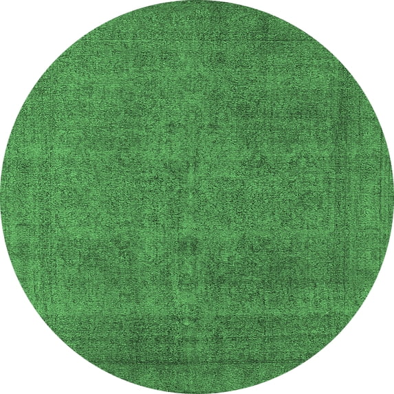Ahgly Company Indoor Round Oriental Emerald Green Industrial Area Rugs, 7' Round
