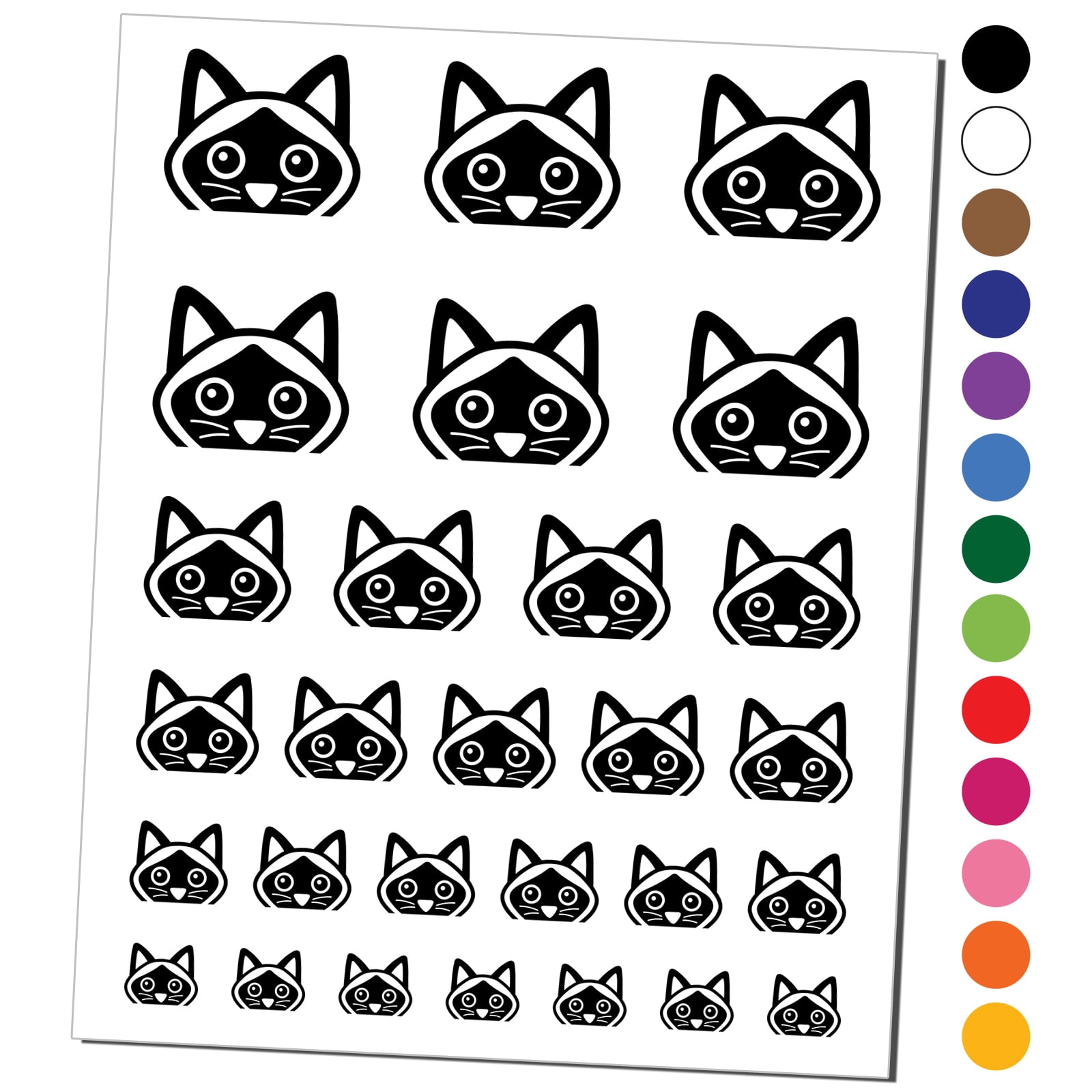 Peeking Siamese Cat Water Resistant Temporary Tattoo Set Fake Body Art Collection - Light Green ...