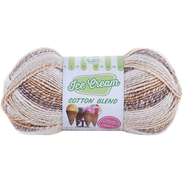 Lion Brand Yarn Ice Cream Cotton Blend yarn, CHOCOLATE