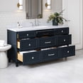 thumbnail image 3 of Ariel Monroe 67 Inch Single Rectangular Sink Bathroom Vanity With Italian Carrara Marble Countertop 1.5 inch Edge In Midnight Blue, 3 of 7