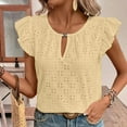 thumbnail image 7 of Oplxuo Womens Summer Sleeveless Tank Tops Crewneck Ruffle Sleeve Eyelet Shirts Blouses, 7 of 7