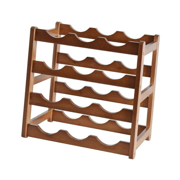 Estante de madera para vino tinto, decoración, material grueso, soporte para vino. 4 capas 12 botellas