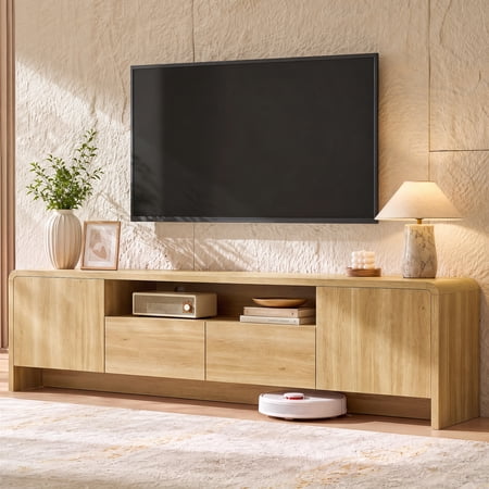 Homall 70'' TV Stand for TVs Up to 75'', Modern Entertainment Center with 2 Drawers, Storage Cabinets, Large TV Console for Living Room, Oak