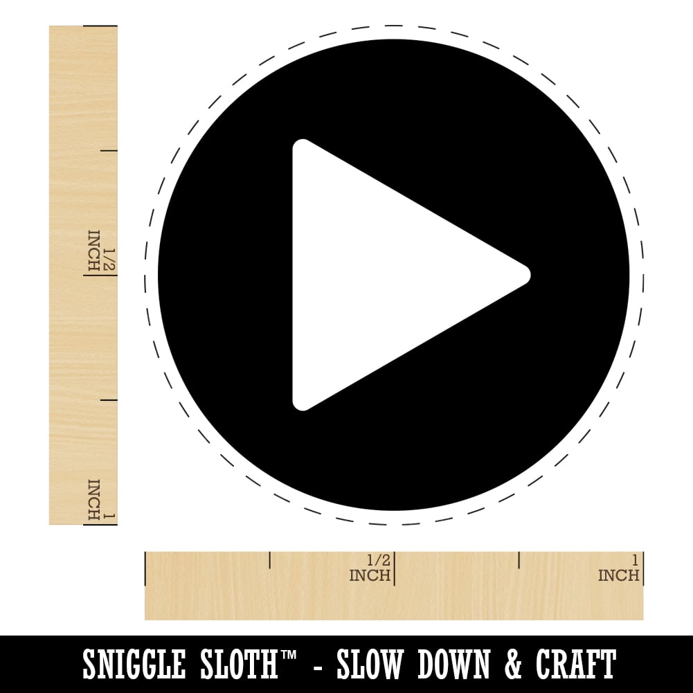 Play Button Icon Self-Inking Rubber Stamp Ink Stamper - Fuchsia Ink - Medium 1 Inch