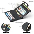 thumbnail image 3 of (Negro) Cartera delgada para mujer, tarjetero plegable de piel sintética con llavero, tarjetero plegable con bloqueo RFID con bolsillo para monedas con cremallera, ventana de identificación y llaver, 3 of 5