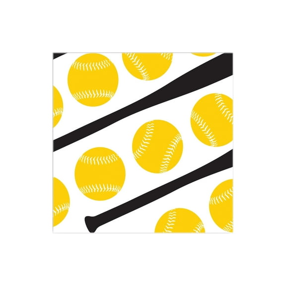Baseballs Bats Yellow Baseballs 12 x 12 Wood Wall Sign Plaque