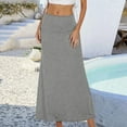 thumbnail image 2 of RUTAYY Women Casual Ruched Stretchy High Waist A-Line Skirt Flared Midi Skirt Solid Color Flowy Swing Pleated Beach Skirts, 2 of 4