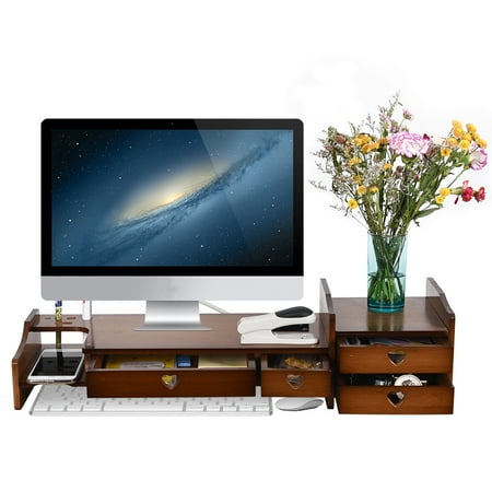 Sundale Bamboo Wood Monitor Stand Computer Riser With 2 Tier Sundale Bamboo Wood Monitor Stand