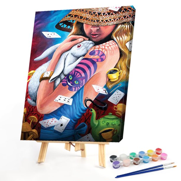 Cuadros Decorativos Chica sosteniendo conejo 40x50cm pintura al óleo por números cuadro pintura DIY M730 Likrtyny embutido en tela
