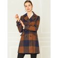 thumbnail image 2 of Abrigo De Cuadros De Invierno Doble Botonadura Solapa Con Muesca Para Mujeres Marrón M, 2 of 6