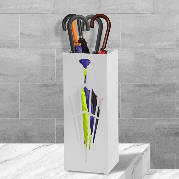 Austok Umbrella Stand Metal Umbrella Holder Freestanding Umbrella Rack Hollowed Umbrella Stand Rack Rectangular Umbrella Storage Rack Indoor Walking Stick Holder for Home Entryway