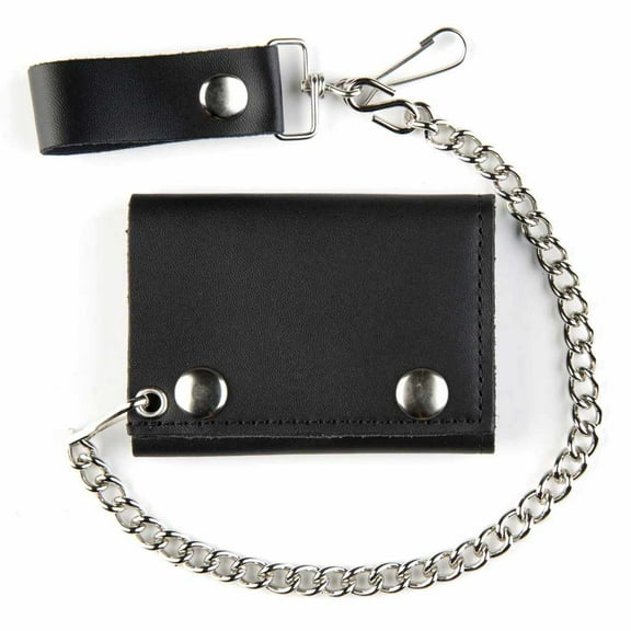 Tri-Fold Wallet with Chain - Matte Black