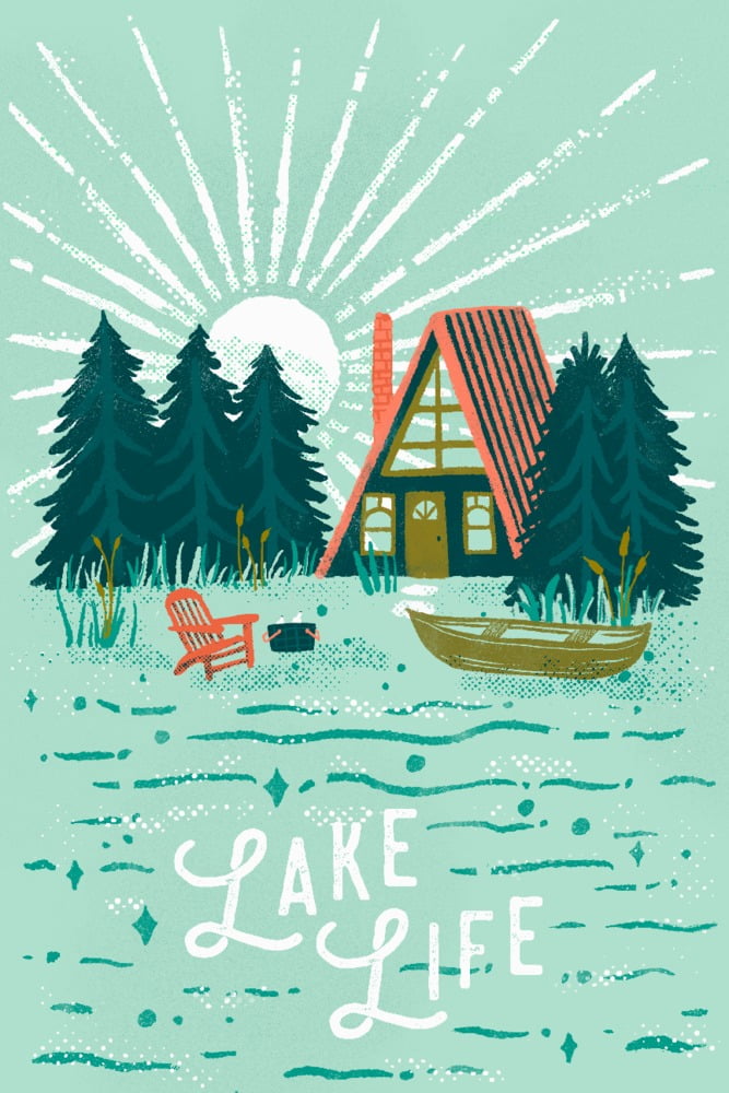 Lake Life Series, Lake Life (9x12 Wall Art Print, Home Decor)
