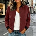 thumbnail image 5 of Womens Bomber Jacket Casual Button Lightweight Windbreaker Coat with Pockets Solid Color Fall Fashion Everyday Outerwear, 5 of 7