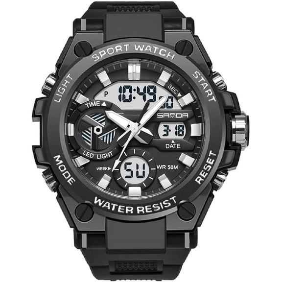 Men's Watches Sports Outdoor Waterproof Military Watch Date Multi Function Tactics LED Alarm Stopwatch