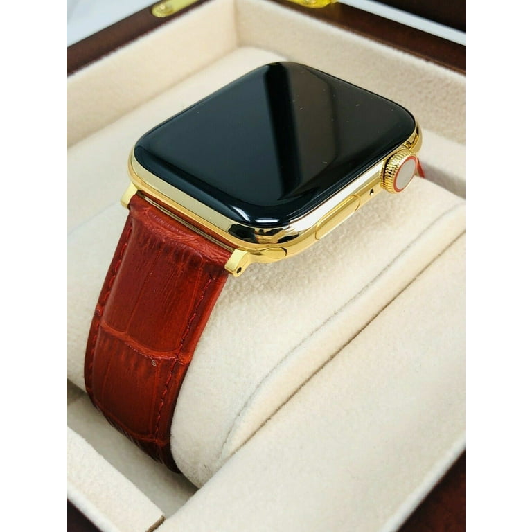 45mm Apple Watch Series 7 Custom 24K Gold Plated Stainless Steel GPS LTE O2