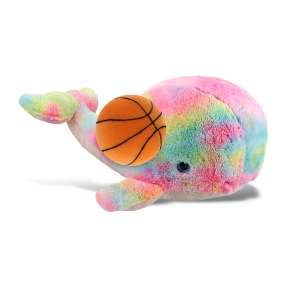 DolliBu Super Soft Extra Large Rainbow Whale Stuffed Animal with Basketball Plush – Huggable Whale, Playtime Plush Toy, Cute Ocean Life Gift Plush Doll Animal Toy for Kids and Adults – 15 Inches