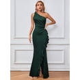thumbnail image 2 of SouqFone High Waisted Ruched Long Prom Dress for Evening Party-XL,Dark Green, 2 of 6