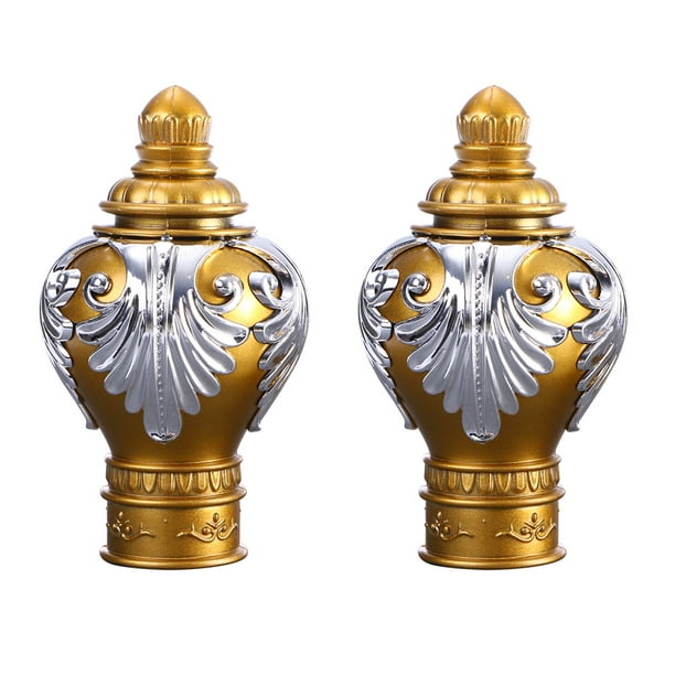 BRIGHTFUFU Decoración del extremo de la barra de la cortina del poste de Roma 2pcs para la sala de estar del dormitorio 28mm (oro)