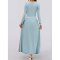 thumbnail image 4 of Women's Long Sleeve Fall Maxi Dress Crewneck Knit Casual Slim Swing Pleated Dresses with Pockets, 4 of 7