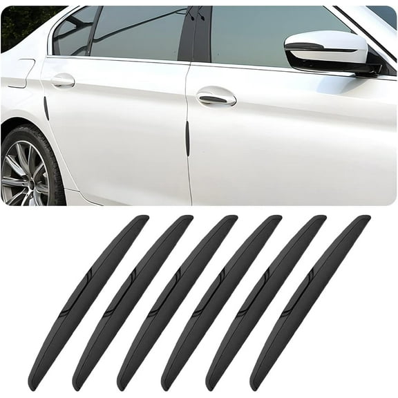6Pcs Silicone Car Door Edge Guards, 5.8" Anti Scratch Collision Protector, Self Adhesive Rear View Mirror Cover Protective Strip, Side Edge Protection Sticker for Cars SUV Pickup Truck (Black)