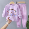 thumbnail image 2 of NOLDARES Little Child Boys Pajamas Long Sleeve Crew Neck Cartoon Printing Top and Pants PJ Set Sleepwear Boys Outfits Sets,Purple,3-4 Y, 2 of 5