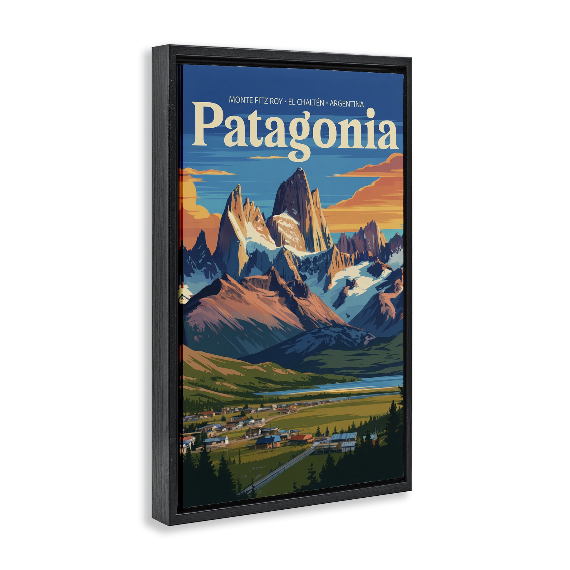 Stupell Industries Patagonia Valley Landscape Black Framed Floater Canvas Wall Art, design by Andreas Magnusson