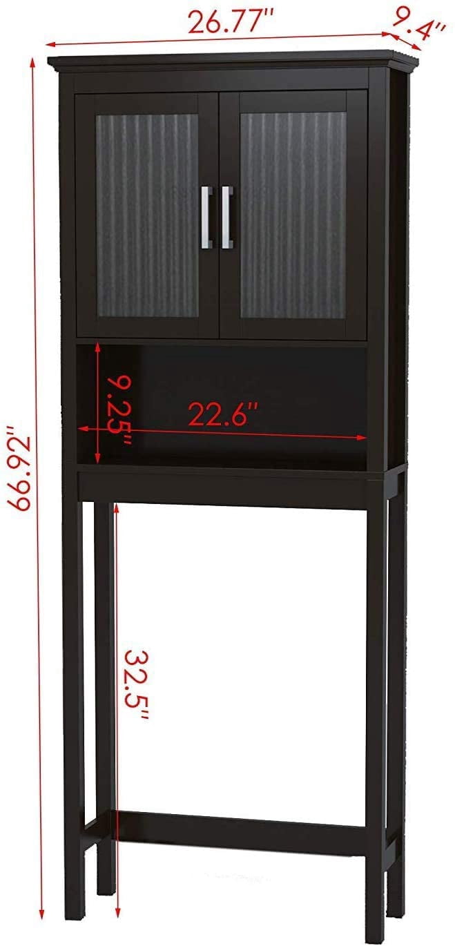STAROUS Freestanding Bathroom Organizer with Tempered Glass - Espresso