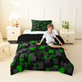 thumbnail image 4 of Homewish Modern Geometric Twin Comforter Sets,Black Green Checkered Bedding Set,Black Reversible,2pcs,1 Comforter and 1 Pillowcase, 4 of 7