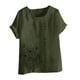 thumbnail image 4 of Vestidos Casuales Para Mujer, Blusas De Mujer De Moda Blusa informal de lino con cuello redondo, manga corta y botones para mujer, 4 of 4