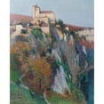 thumbnail image 2 of Henri Martin 12x14 Black Ornate Wood Framed Double Matted Museum Art Print Titled: The Saint-Cirq Church Lapopia Perched on the Cliff of the Lot Loop, Blue Sky, 2 of 5