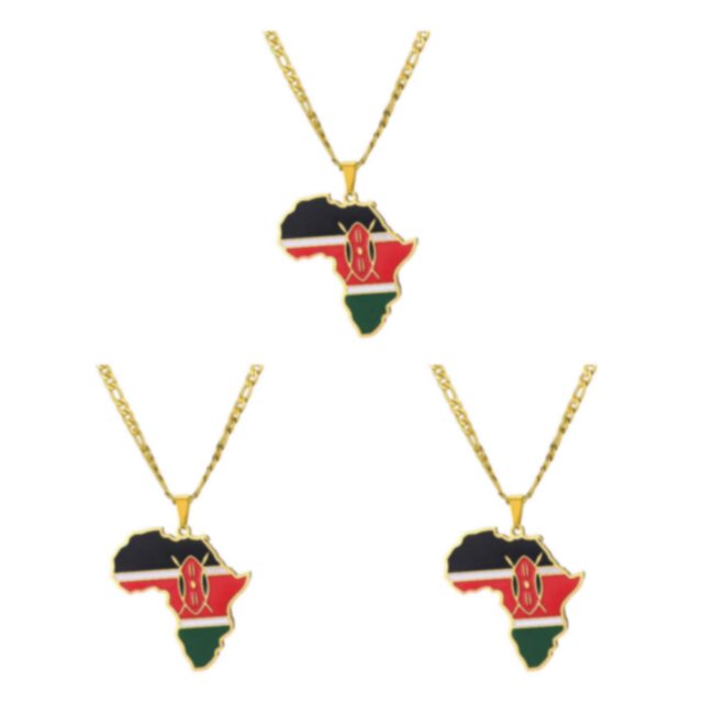 Guardoinrt Collier Pendentif avec Carte de l'Afrique Pièce de Déclaration Mode Légère en Acier Inoxydable Cadeaux Kenya 3ensemble