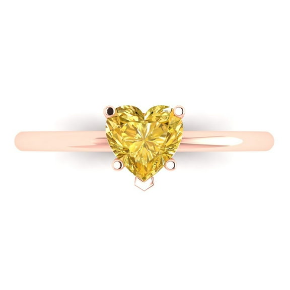 Clara Pucci 14K Rose Gold 1.25ct Yellow Solitaire Ring for Women