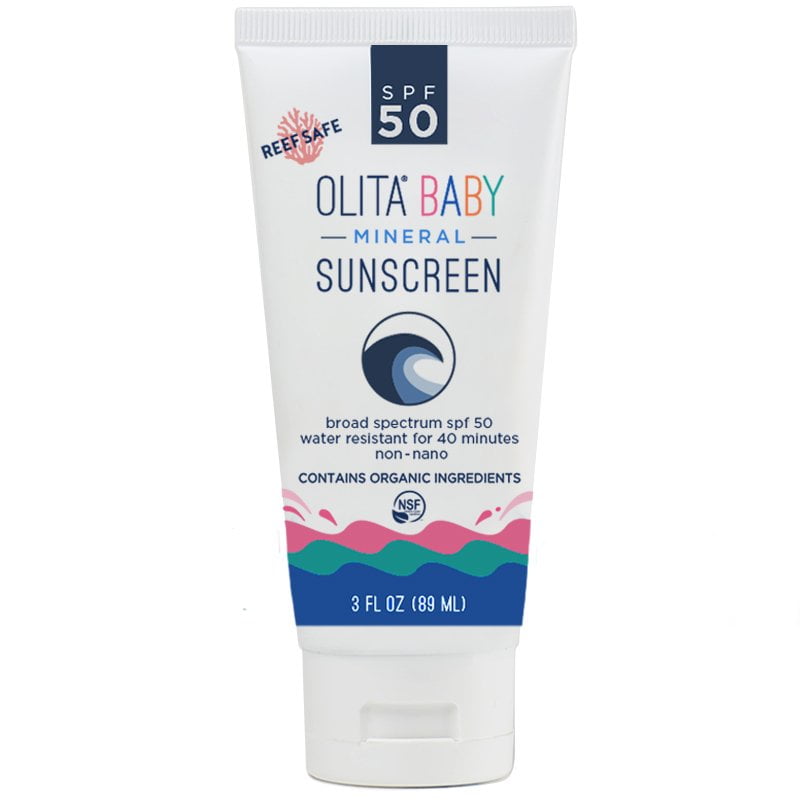 Mineral Sunscreen SPF 50 Lotion for Kids, by Olita - Unscented - 3 oz - Broad Spectrum, Chemical Free, All-Natural, Reef Safe, Organic, Zinc Sunblock, Water-Resistant
