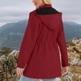 thumbnail image 4 of WTOBBY Jacket Women Waterproof Windbreaker Lightweight Rain Jackets With Pockets Packable Hooded Raincoats For Women, Ideal for Outdoor and Travel,Wine 2XL, 4 of 8