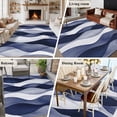 thumbnail image 5 of Rectangle Rug 8x10Ft Watercolor Navy Blue Stripes Soft Indoor Throw Rugs Carpets for Living Dining Bedroom Kids Room Non-Slip Playroom Crawl Rug Floor Mats Abstract Geometric Wave Striped, 5 of 9