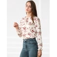 thumbnail image 2 of INSPIRE CHIC Blouse à Manches Longues Col Rond à Volants avec Nœud Floral pour Femmes, 2 of 4
