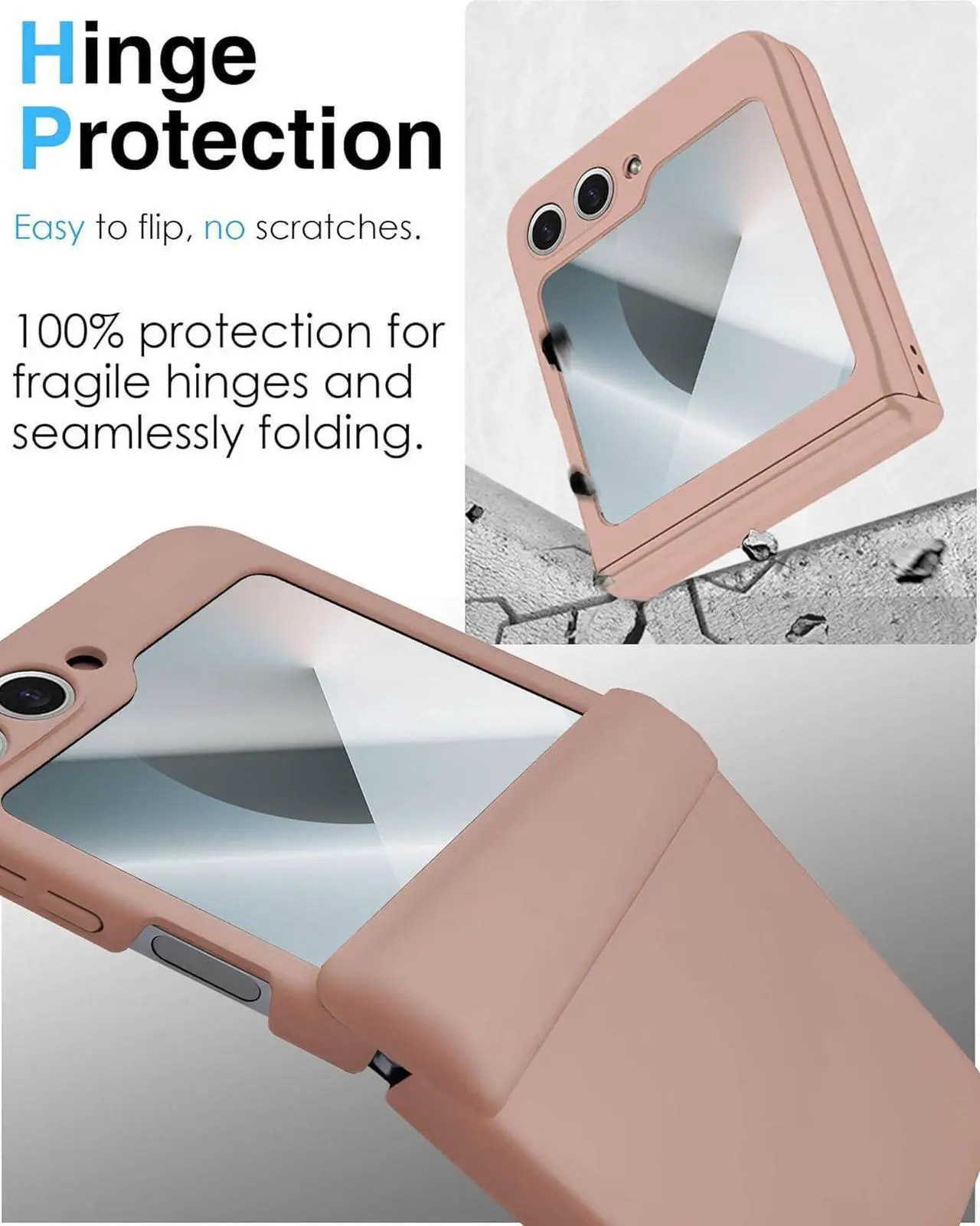 Case for Samsung Galaxy Z Flip 6 Case / Z Flip 7 FE, Hinge Protection, Built-in Screen Protector, Wireless Charging, Slim Rugged Phone Protective Case for Galaxy Z Flip 6