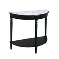 thumbnail image 3 of Convenience Concepts French Country Half-Round Entryway Table with Shelf, White Faux Marble/Black, 3 of 5