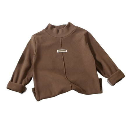 

Toddler Kids Velvet Tops High Neck Sweatshirt Cotton Soft Pullover Lightweight Basic Sweaters for Boys Girls (80/6 Months Coffee)